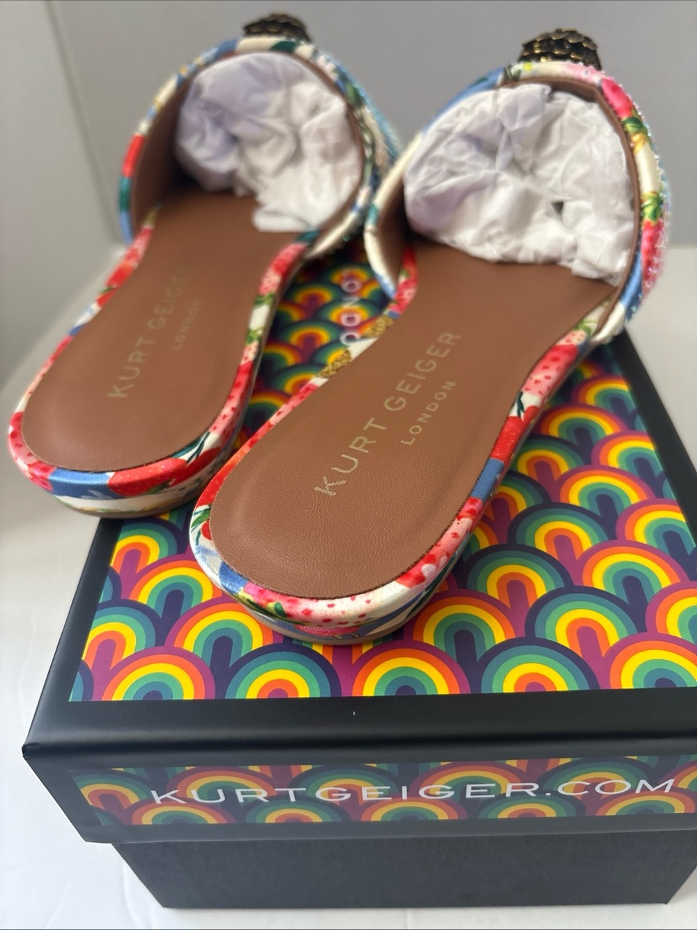 Kurt Geiger London Kensington Flat Sandal Crystal Embellished Sz-7 Multi Color - Picture 7 of 12